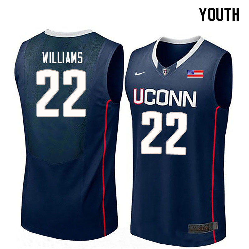 Youth #22 Kwintin Williams Uconn Huskies College Basketball Jerseys Sale-Navy